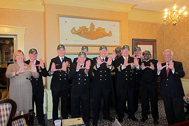 outgoing and incoming senior staff of the USS Miami submarine 
